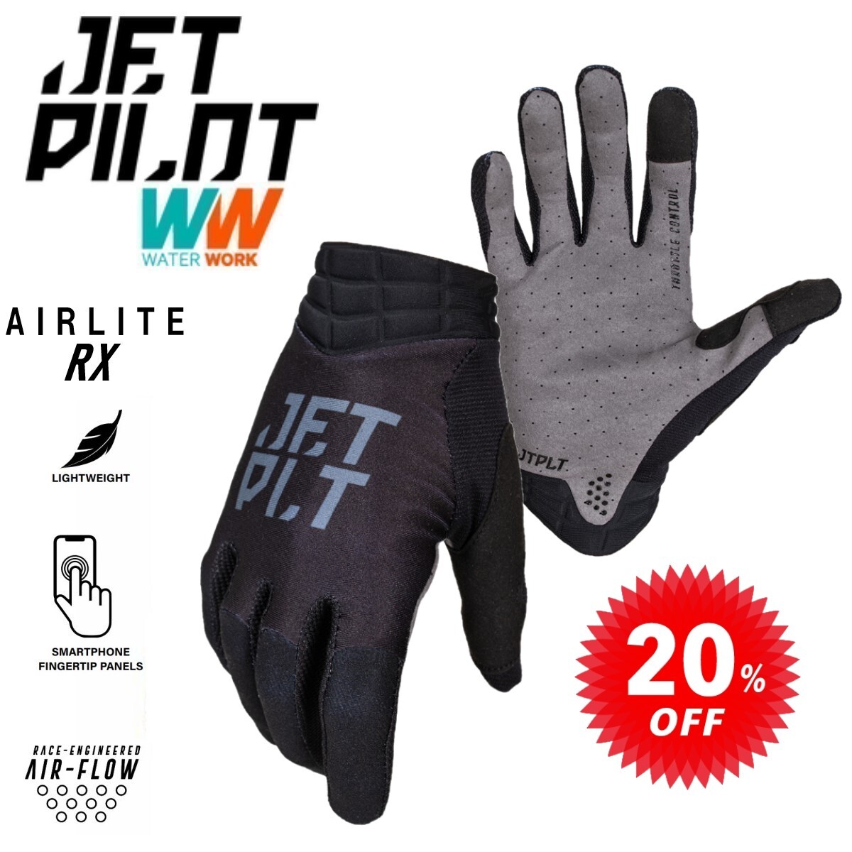  jet Pilot JETPILOT перчатка распродажа 20% off бесплатная доставка воздушный свет RX перчатка черный L JA21301 перчатки jet велосипед 