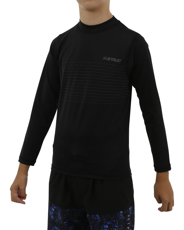 ジェットパイロット JETPILOT ラッシュガード キッズ セール 50%オフ 送料無(wú)料 プレミアム L/S ユース ラッシー S18417 ブラック 10YEAR
