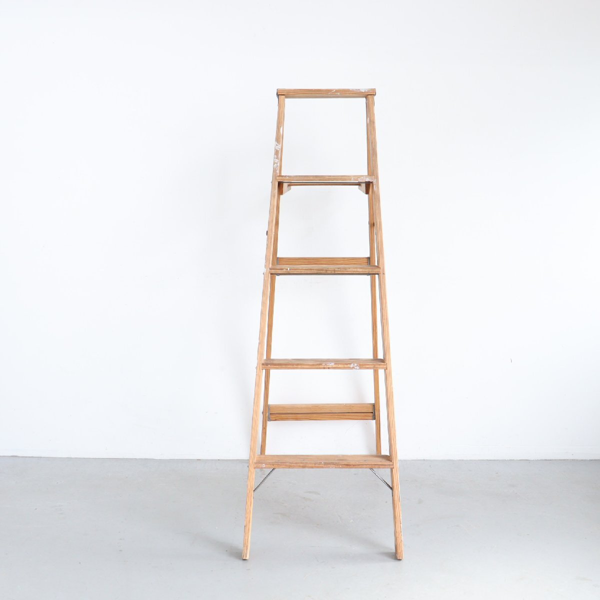 アメリカ ヴィンテージ 5段 腳立 / 木制ラダー stepladder ディスプレイ 店舗什器 ガーデニング アンティーク 雑貨＃702-25-203-22