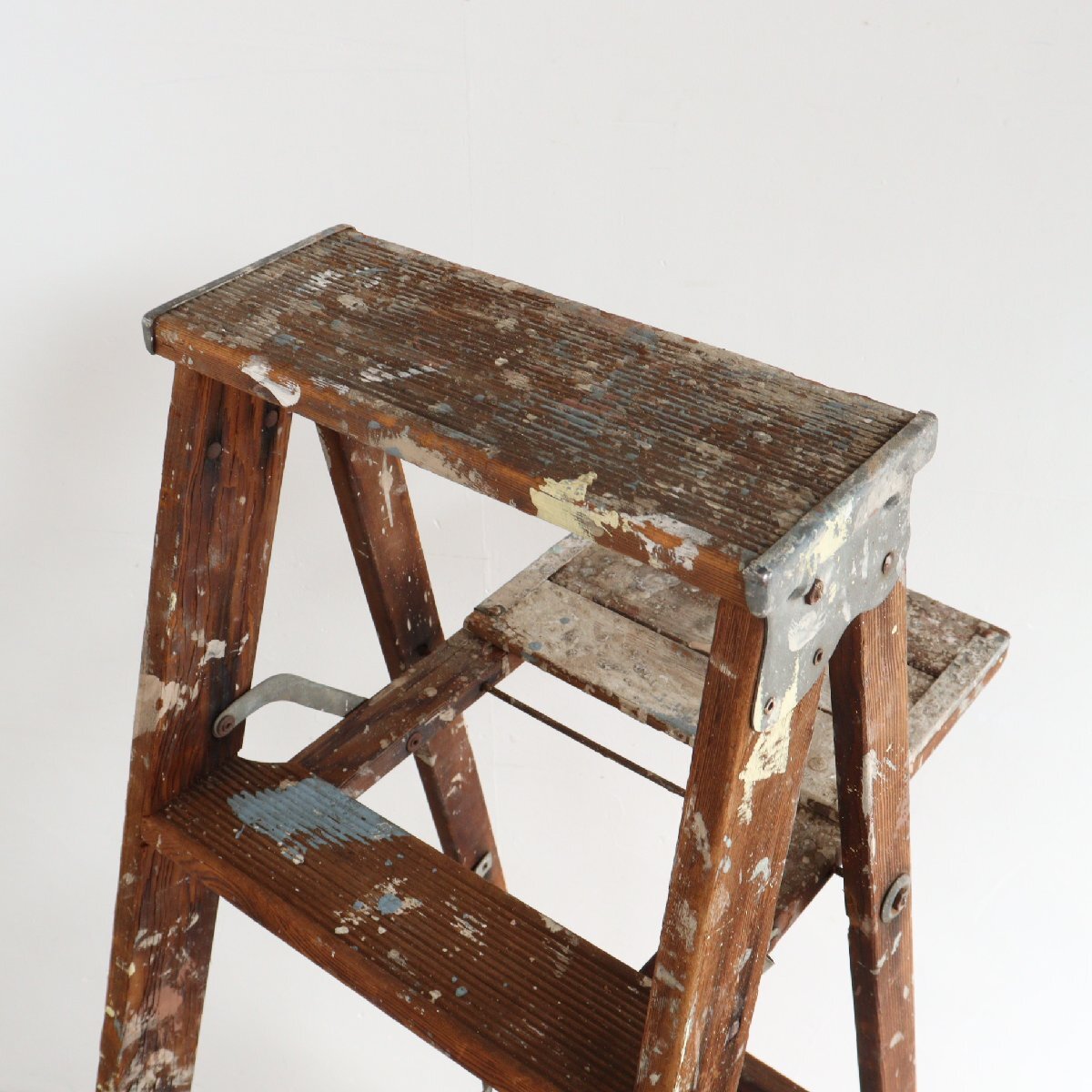 アメリカ ヴィンテージ OLD 5段 腳立 / 木制ラダー stepladder ディスプレイ 店舗什器 ガーデニング アンティーク 雑貨 ＃606-20-18-7