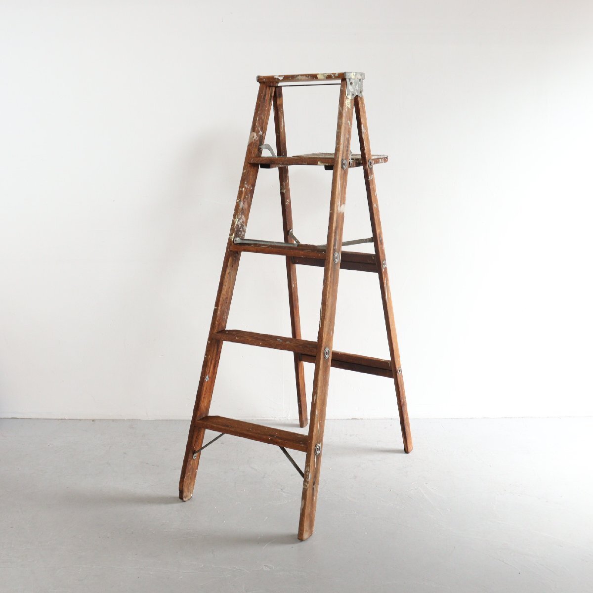 アメリカ ヴィンテージ OLD 5段 腳立 / 木制ラダー stepladder ディスプレイ 店舗什器 ガーデニング アンティーク 雑貨 ＃606-20-18-7