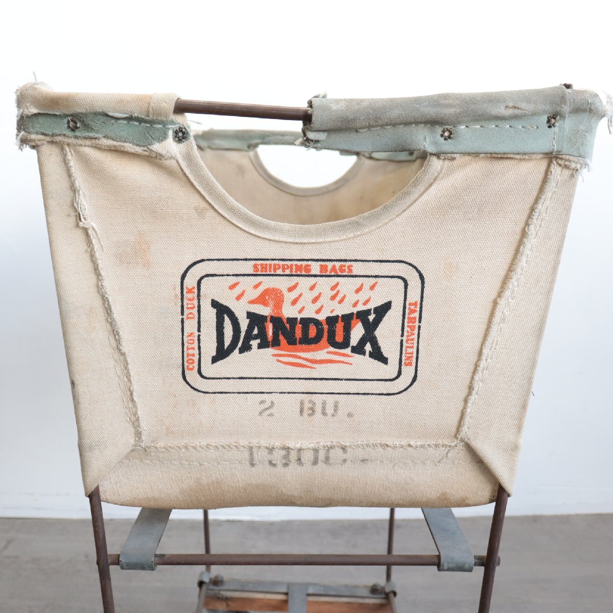 #4515　ヴィンテージ　【DANDAX】　バスケット　ダンダックス　キャンバス地　ワゴン　カート　ランドリー　インダストリアル　什器