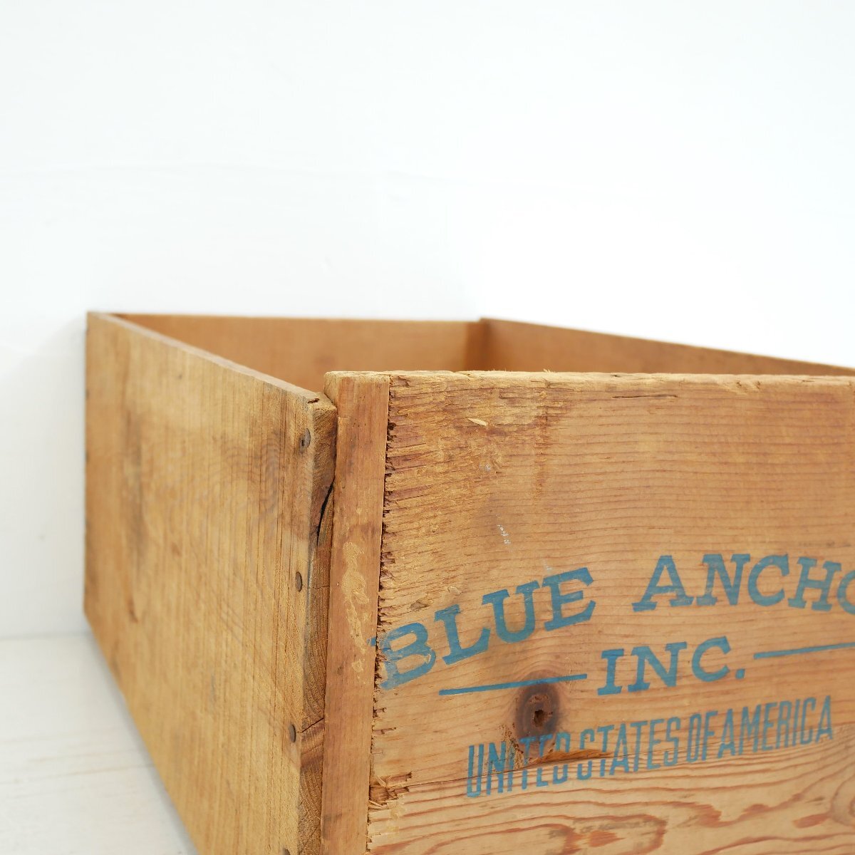 カリフォルニア州 BLUE ANCHOR ヴィンテージ 木箱 / アメリカ ブルーアンカー フルーツ ウッドボックス 運搬箱 店舗什器 #606-15-210-271