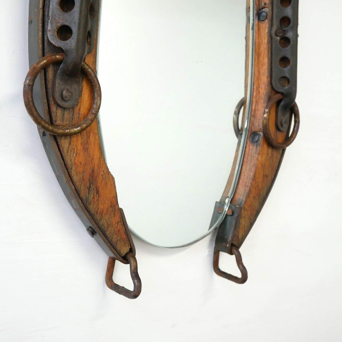 ヴィンテージ 馬具 壁掛けミラー / アメリカ 鏡 店舗什器 ディスプレイ 1點もの#702-25-98-470