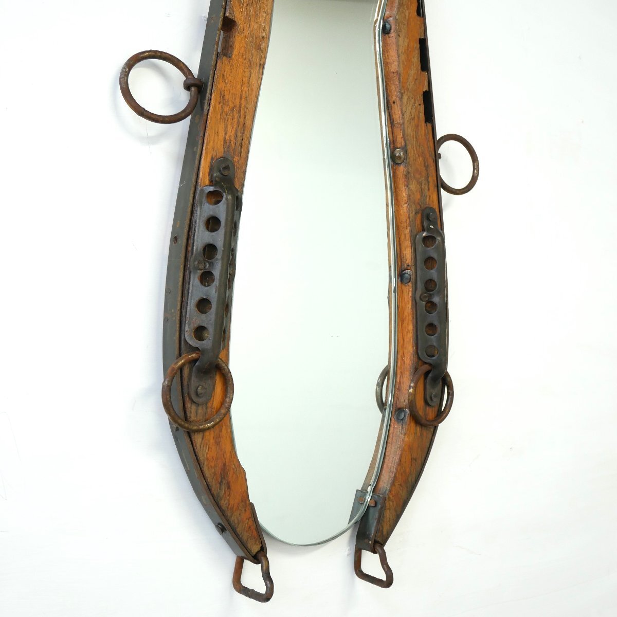 ヴィンテージ 馬具 壁掛けミラー / アメリカ 鏡 店舗什器 ディスプレイ 1點もの#702-25-98-470