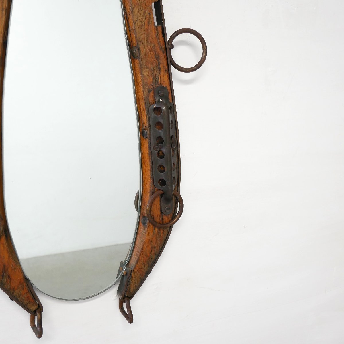 ヴィンテージ 馬具 壁掛けミラー / アメリカ 鏡 店舗什器 ディスプレイ 1點もの#702-25-98-470