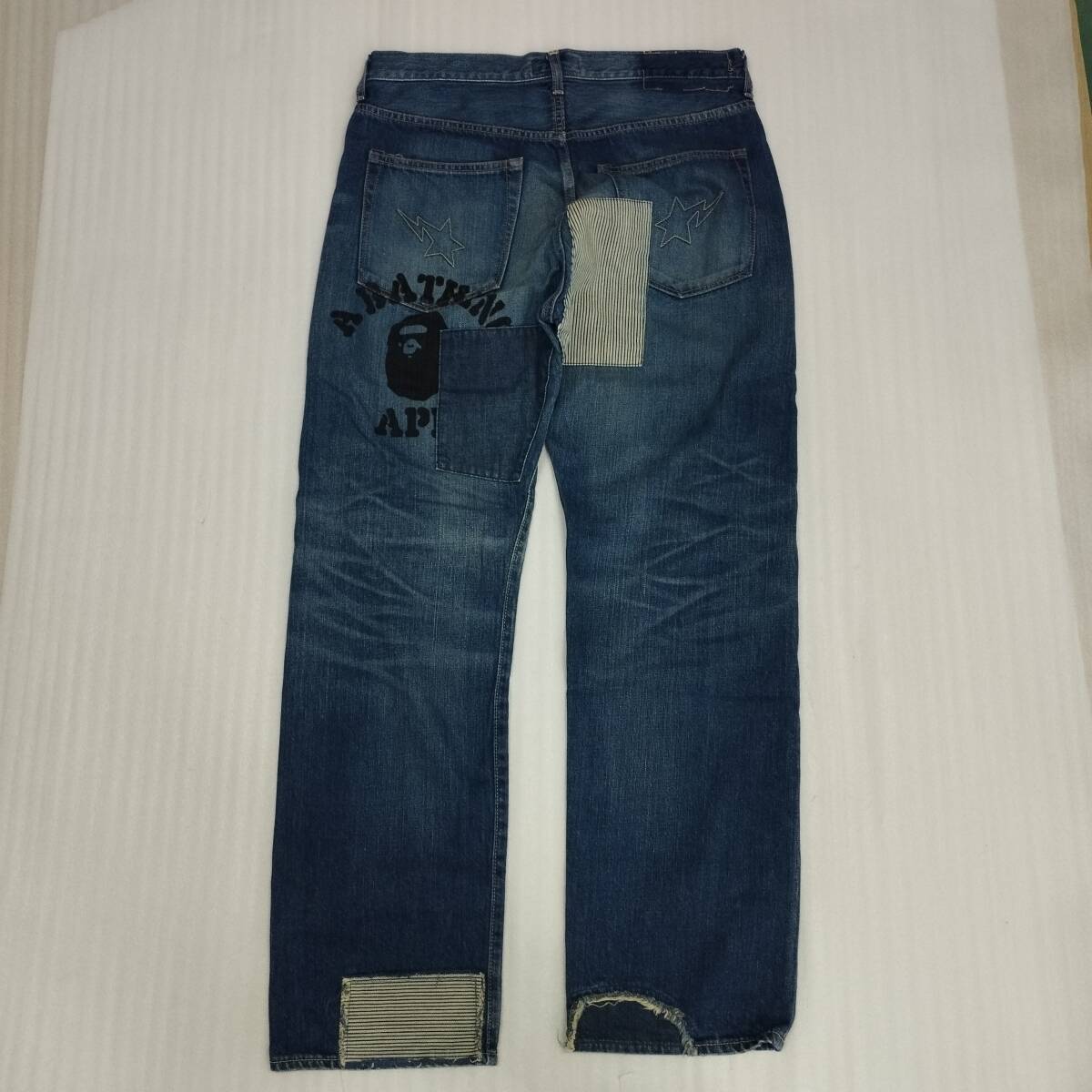 AAPE A Bathing Ape Bape パンツ デニム ダメージ 総柄 STA REGULAR FIT DENIM PANTS（デニムパンツ）｜A BATHING APE