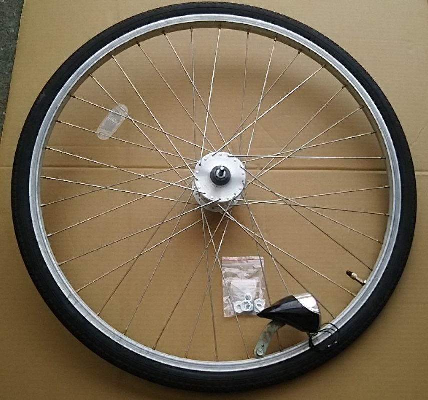 26X1-3/8 アルミリム オートライト付き ポン付けキット中古品 シティーサイクル ママチャリ_画像1