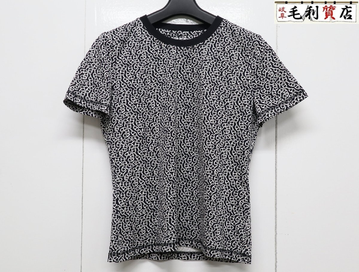 HERMES エルメス 24年制 4E4620DB Naoussa Chaine マイクロ ナウサ?シェーヌ 半袖Ｔシャツ サイズ38 美品 トップス
