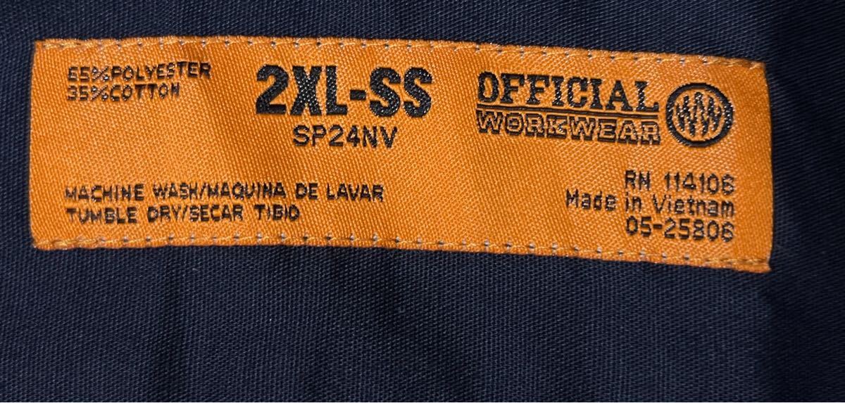 OFFICIAL WORKWEAR 半袖ワークシャツ 刺繍 GCA ネイビー 2XL ●洗濯プレス済●ネコポス可● シャツ 古著/369