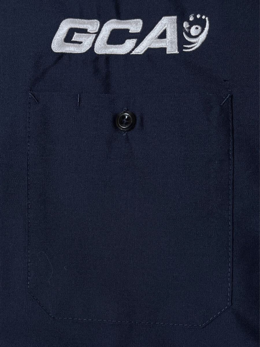 OFFICIAL WORKWEAR 半袖ワークシャツ 刺繍 GCA ネイビー 2XL ●洗濯プレス済●ネコポス可● シャツ 古著/369