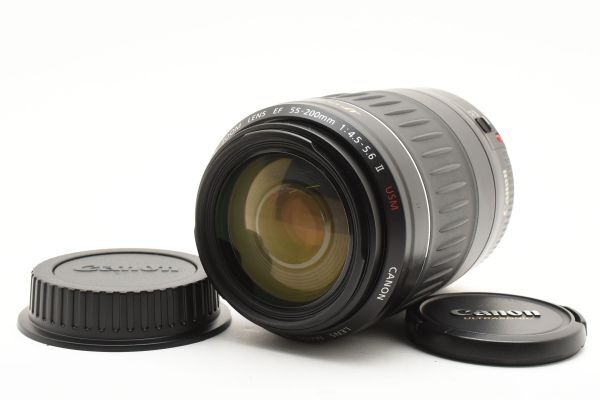 [ возвращенный товар гарантия ]* хорошая вещь * Canon CANON EF 55-200mm F4.5-5.6 II USM * передний и задний (до и после) колпак имеется #22250525