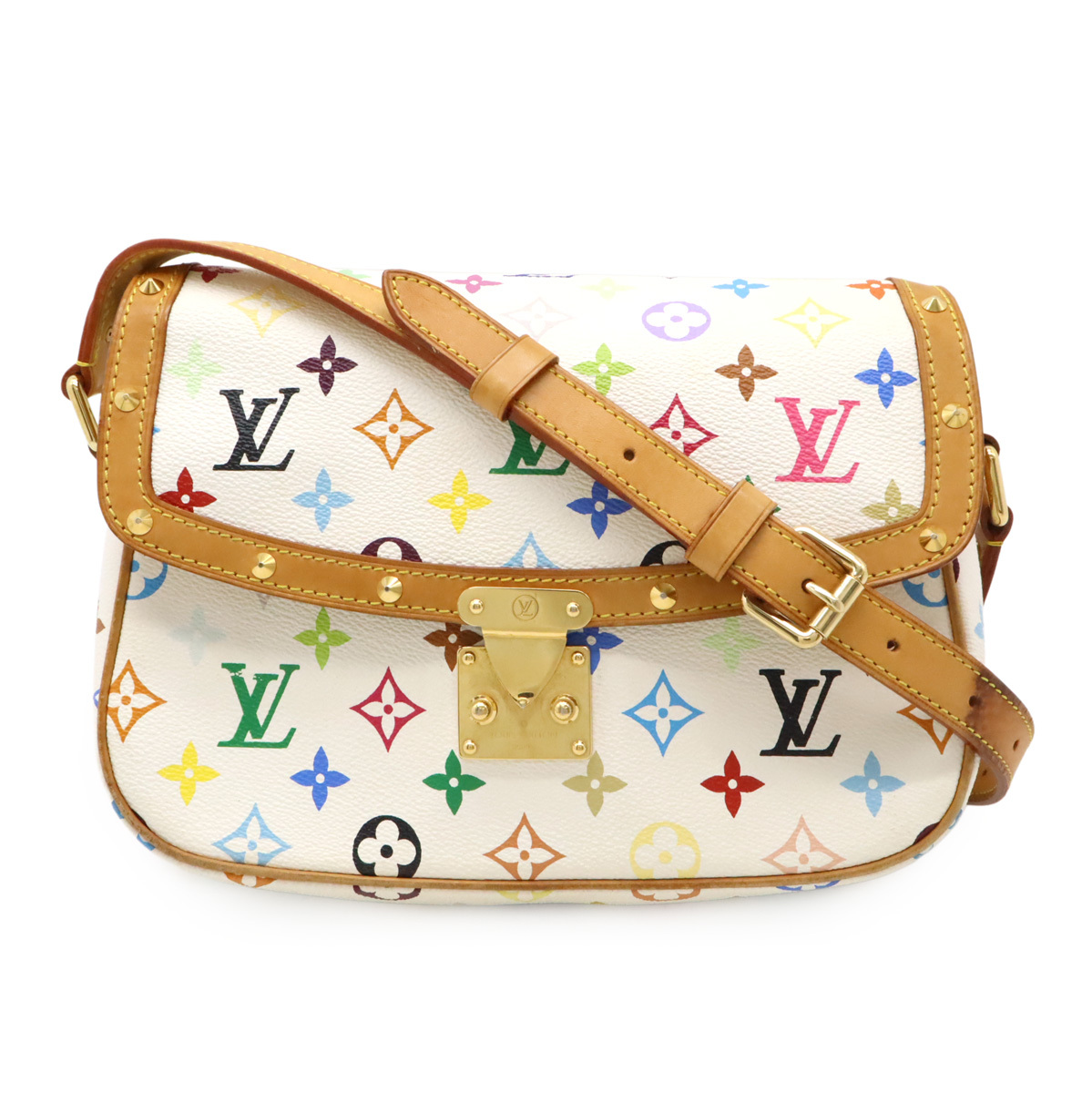 LOUIS VUITTON ルイ ヴィトン モノグラムマルチカラー ソローニュ ショルダーバッグ 斜め掛け ブロン 白 ホワイト M92661_画像1