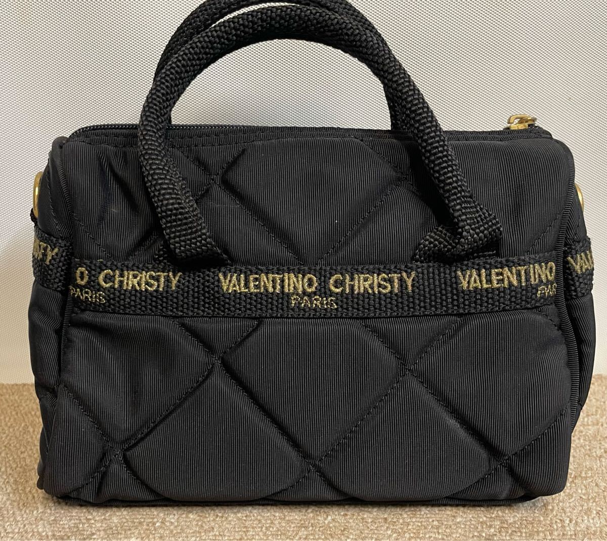 K3609R#VALENTINO CHRISTY Valentino Chris ti Париж сумка черный сумка сумка "Boston bag" Mini сумка б/у товар 
