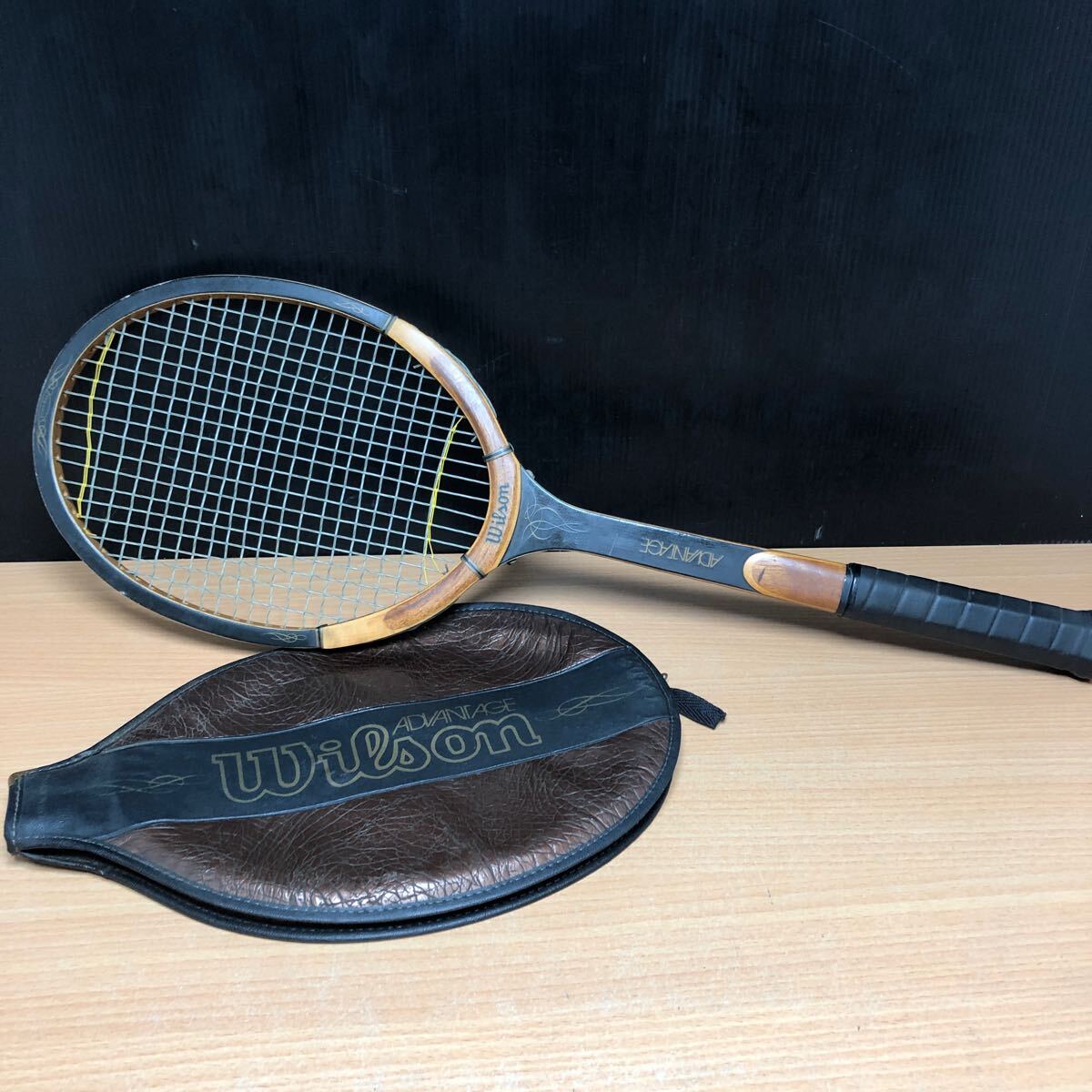 【K3575K】WILSON ADVANTAGE ウィルソン　アドバンテージ　木制ラケット　テニス　現(xiàn)狀品　ビンテージ