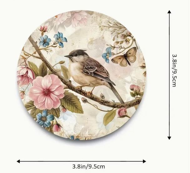 新品?未使用?小鳥たちのイラスト?木制?コースター?6枚セット?夏の冷たいコップに必須です?和グラスにも合います