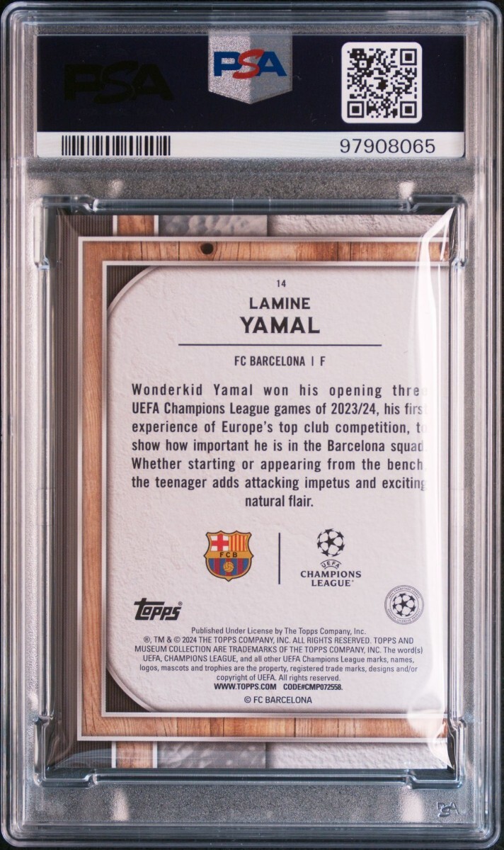 【99シリ】ラミン?ヤマル RC　2023-24 Topps Museum Collection Lamine Yamal #14 UEFA Barcelona ルーキー バルセロナ　PSA8 