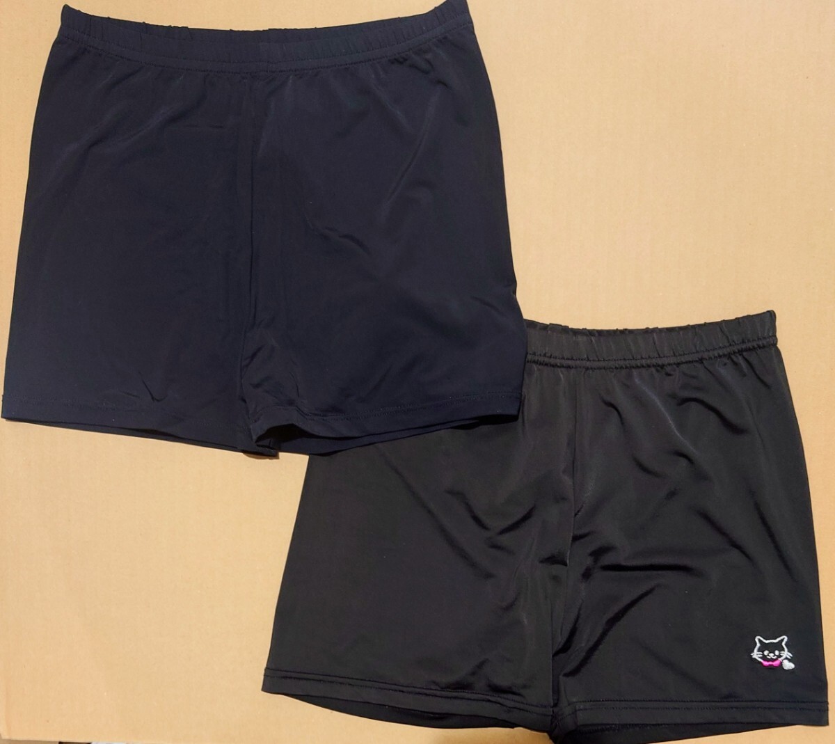 中古★レディース ショートレギンス 150サイズ 2枚セット 黒 さらさら まとめ売り くろぱん 见せパン スパッツ 女子 ガールズ 匿名配送