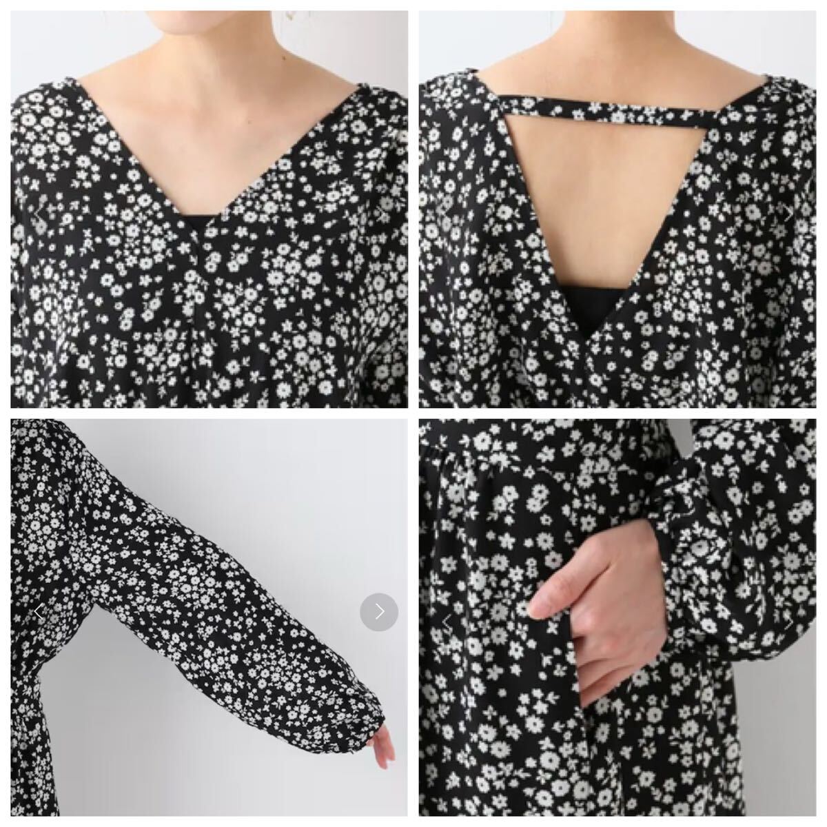 美品 SLOBE IENA フラワー ギャザー Vネック ロングワンピース 定価14300円