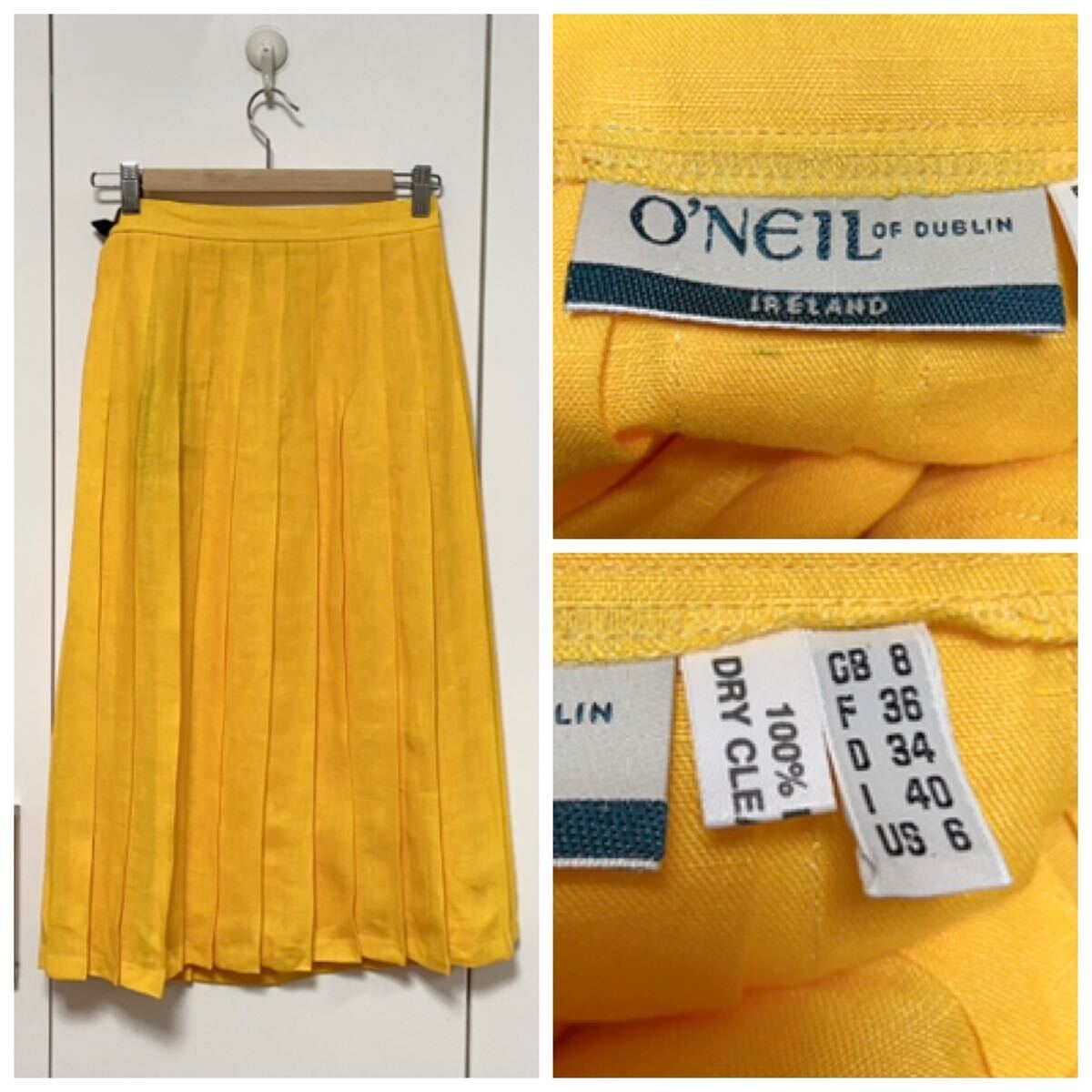 新品 O'Neil of Dublin オニールオブダブリン リネン キルトスカート レギュラー 73cm 定価13200円 8 S