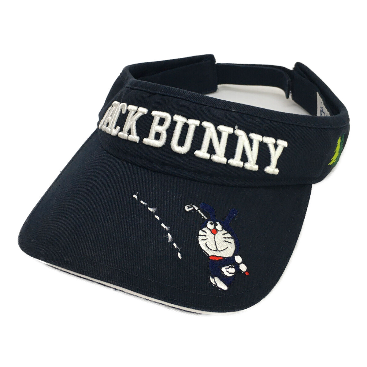coco 中古【値下げ】ジャックバニーJackBunny!!サンバイザー フリー ネイビー ドラえもん 刺しゅうロゴ レターパックプラス発送可K017287_画像1