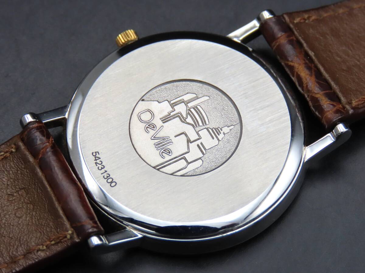 1 иен ~! работа товар * стандартный товар OMEGA Omega 196.2432 De Ville кварц Cal.1432 Date шампанское dial оригинальный breath мужские наручные часы PPKLG624