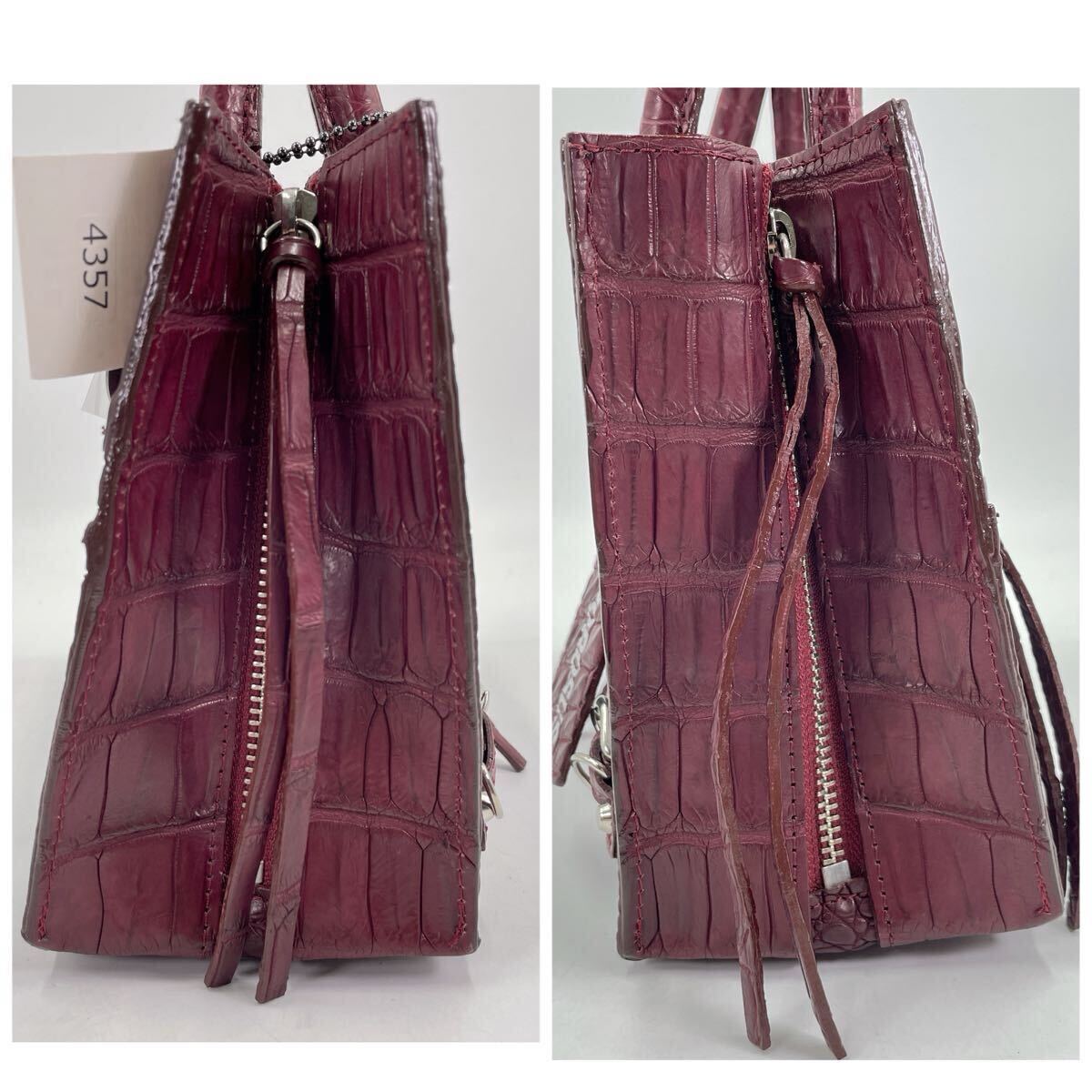 極美品 ■ JRA認(rèn)定 クロコダイル ハンドバッグ ショルダーバッグ 2way ■ マットクロコ ポロサス ボルドー ワニ革 鰐革 ミニ センター取り