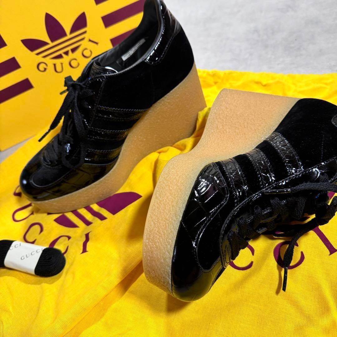 新品 25.5cm グッチ × アディダス ガゼル スニーカー ストライプ GUCCI × adidas originals 靴 シューズ 厚底 ストライプ 人気 高級