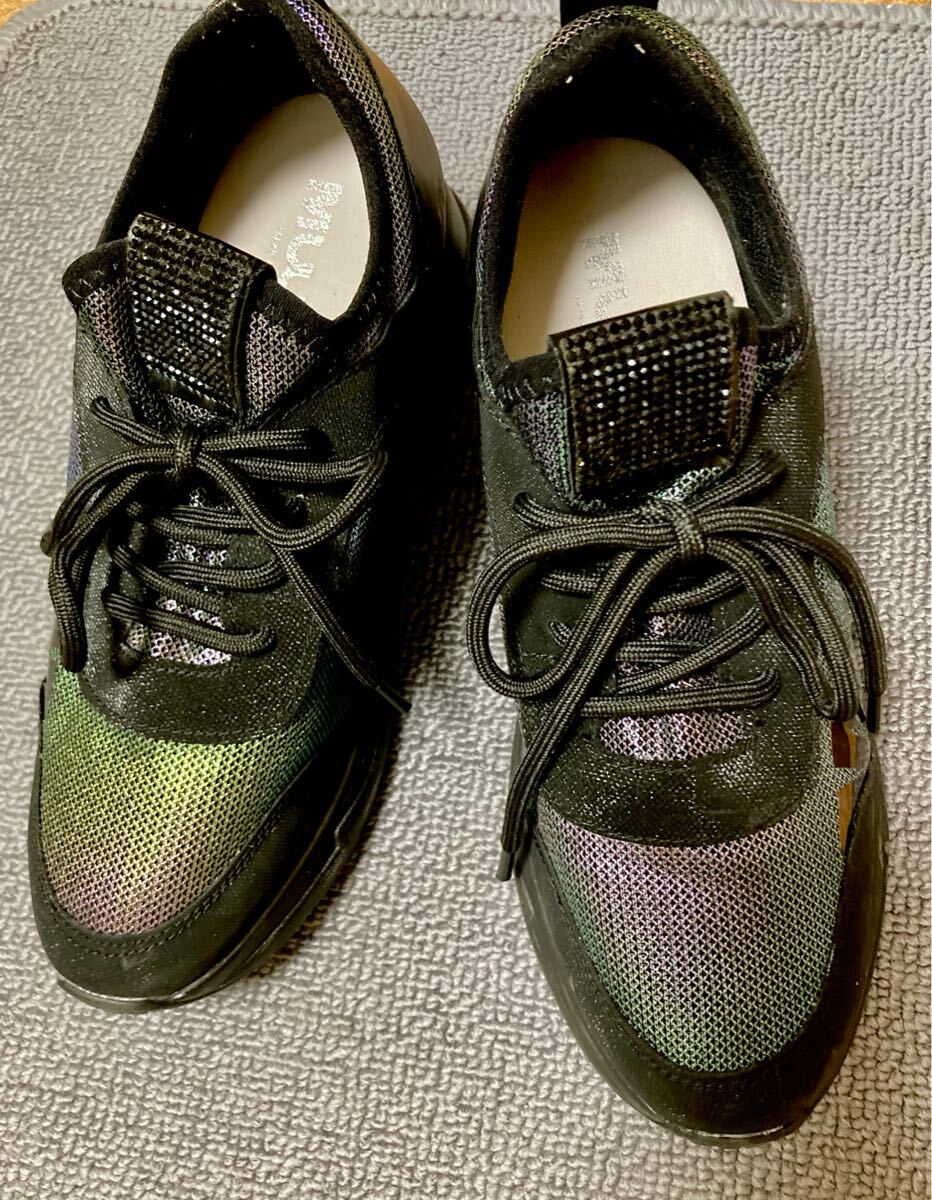 MUUM キラキラエアソールスニーカー Lサイズ（24.0〜24.5)玉虫色×黒【超美品・お値下げしました】_画像1