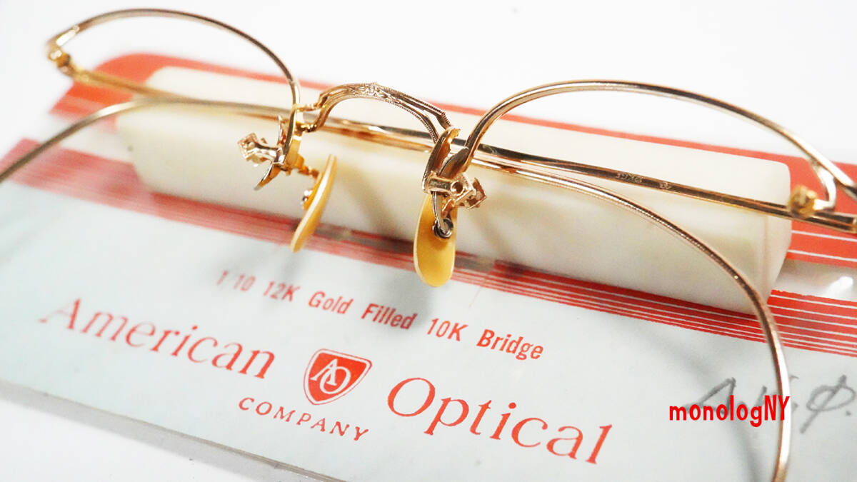 American Optical アメリカンオプティカル Rimway FUL-VUE 12KGF金張りハーフリム眼鏡フレーム＜デッドストック未使用品＞