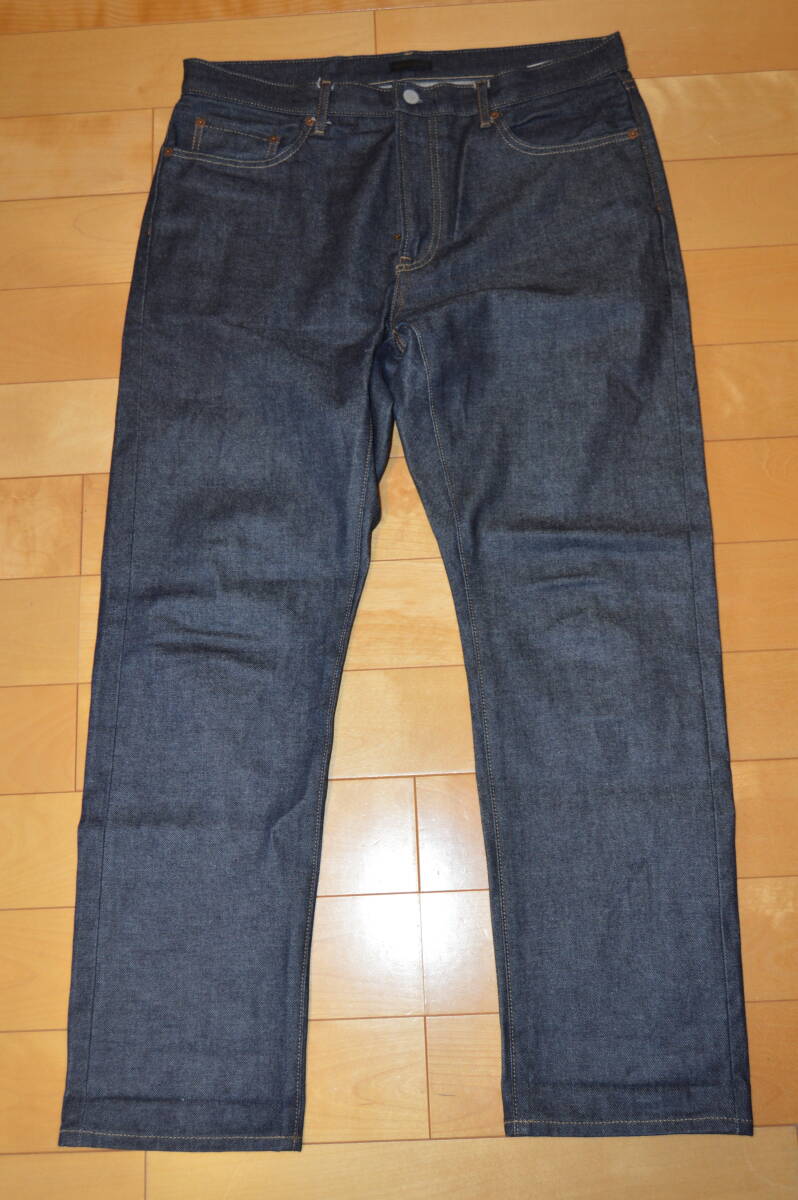 ◆ 未洗い UNIQLO ユニクロ セルビッチ 赤耳 ジーンズ レギュラーストレート ジップフロント 表記W３５（８９㎝） 