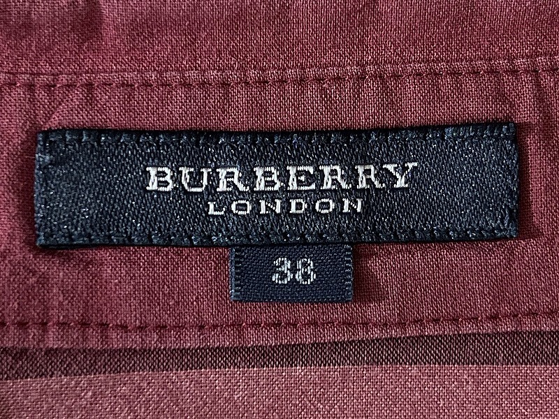 ■ BURBERRY LONDON バーバリー ロンドン 日本制 三陽商會 B1M10-441-17 総柄 メガチェック 長袖 シャツ ブラウス 赤朱 38