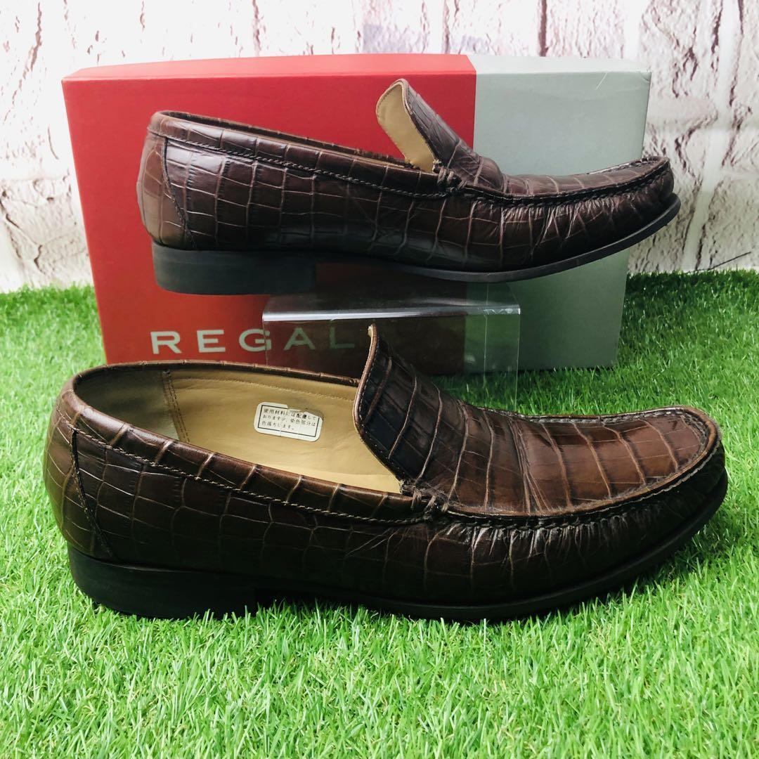 【極美品】REGAL ローファー コブラヴァンプ 型押しレザー 厚底 24