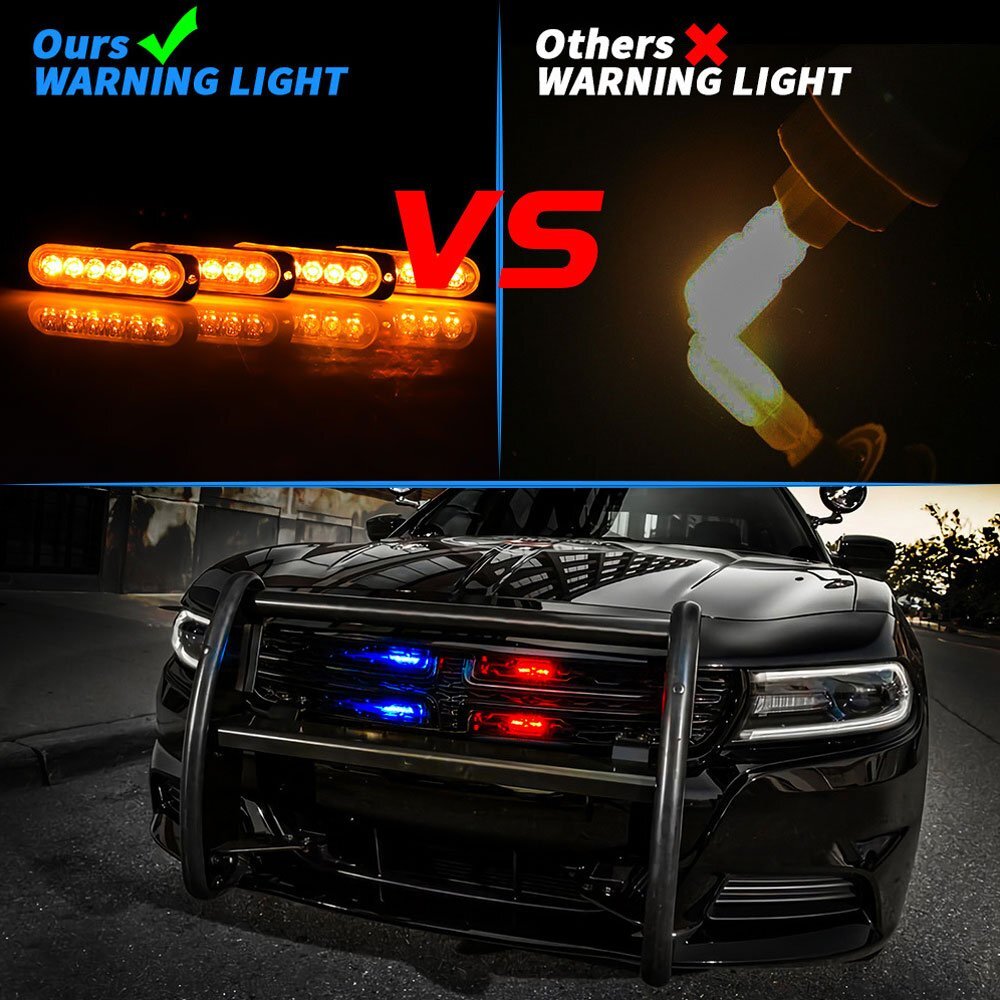 送料無(wú)料.. 6連 LED ライト ハザード ストロボ カラー：ホワイト フラッシュ 警告燈 パトロール ライトバー 緊急點(diǎn)滅ライト 4個(gè)セット