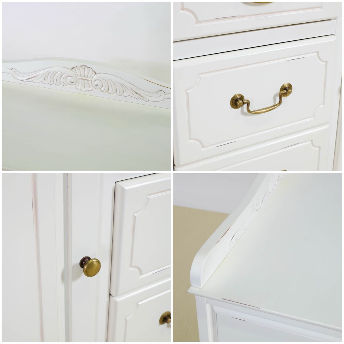 新品 アンティーク調 キャビネット 110cm リビング収納 リビングボード 本棚 飾り棚 マホガニー ホワイト 白 木製 アジアン ハワイアン _画像8