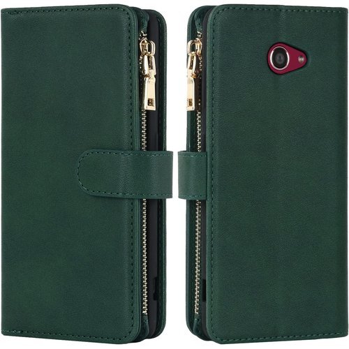 Eastwave かんたんスマホ2 A001KC ケー 入れ ファスナーポケット付き PUレザー 6色 グリーン 1516