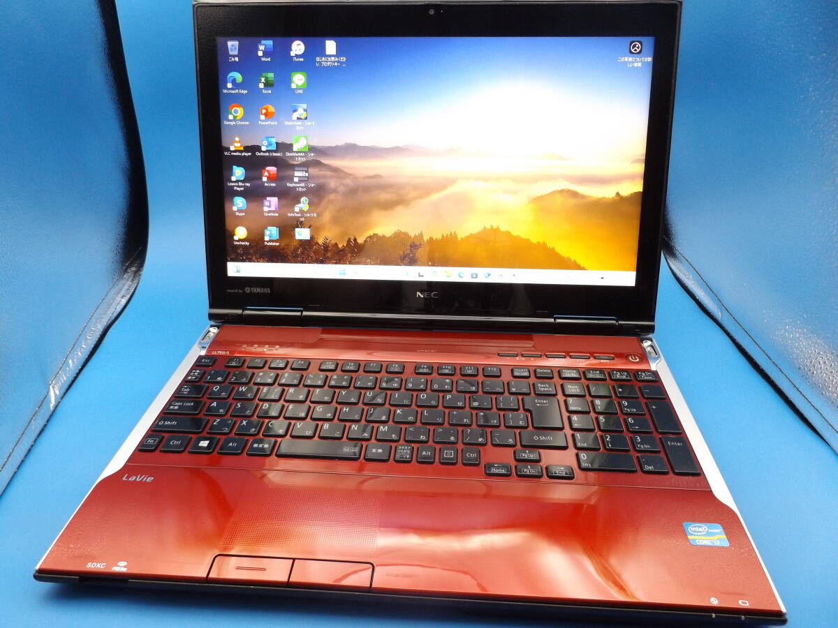 新品SSD512GB★Win11 Ver.24H2★第3世代Core i7★NEC LaVie LL750/L★クリスタルレッド★メモリ8GB★Office2021★ヤマハサウンド★BD-RE
