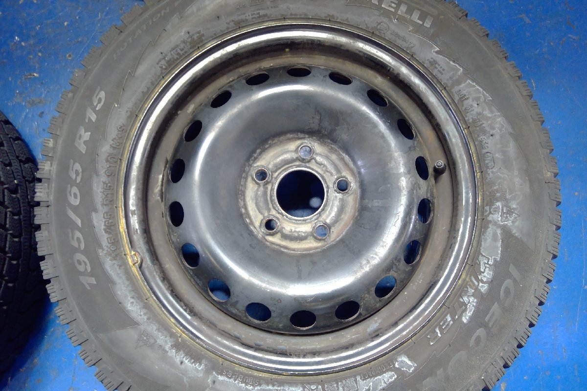 (H)ルノー カングー 純正 鉄 スチールホイール 15インチ 6J +44 4穴 PCD108 冬タイヤ ピレリ 195/65R15 4本セット [2404994]