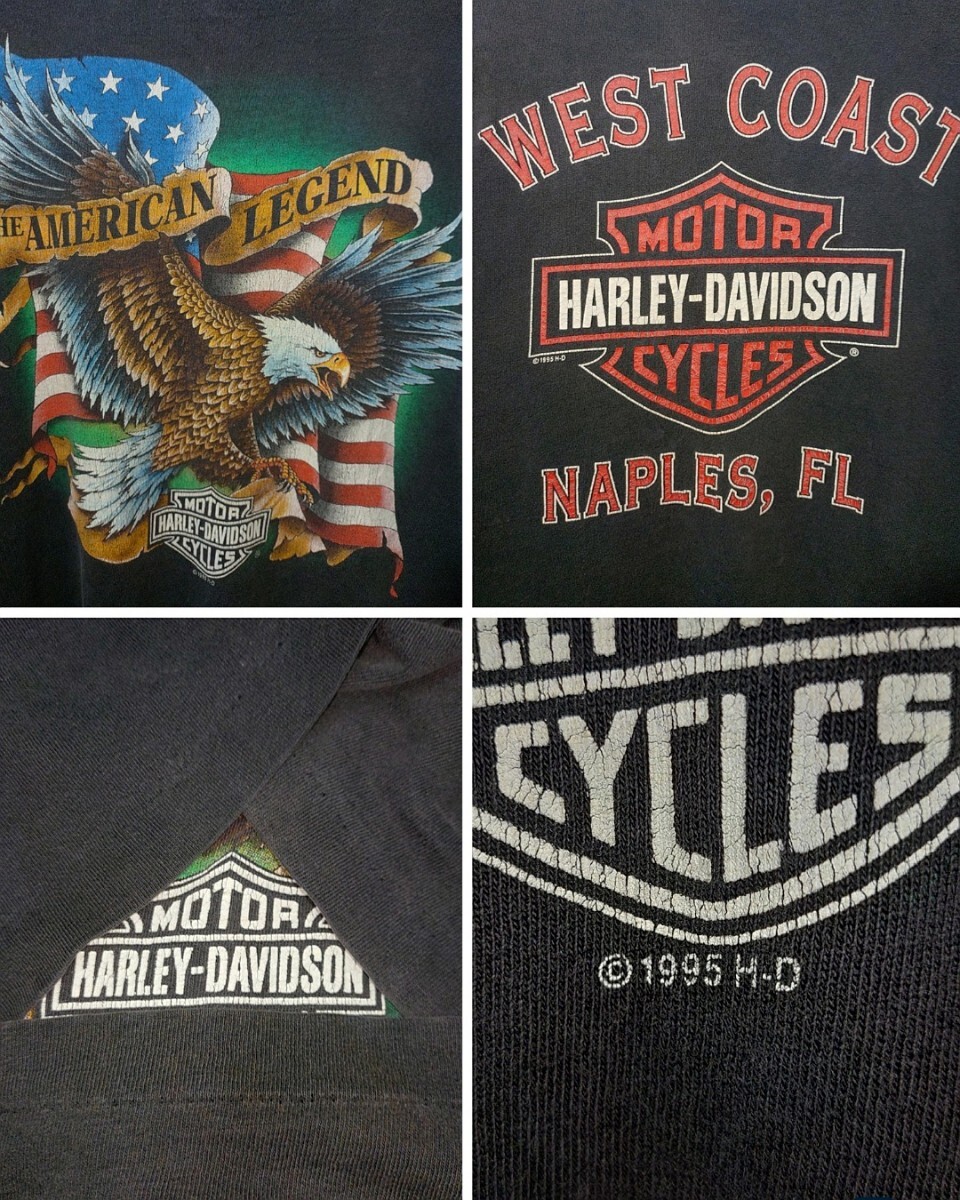 Vintage Harley davidson holoubek t-shirt 90s ハーレー ダビッドソン ホウロウベック USA製 イーグル バー&シールド Tシャツ ビンテージ_画像7