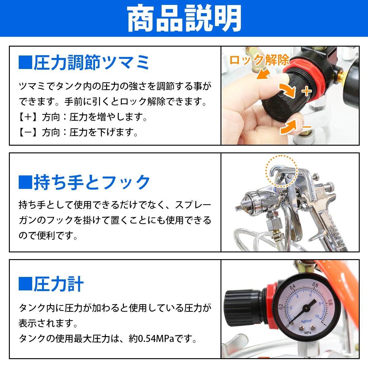 【新品即納】[10L] 加圧式 涂裝 エアー スプレーガン ノズル 徑2.0mm 10リットル エア　ガン タンク付 圧送 工具 DIY 汎用