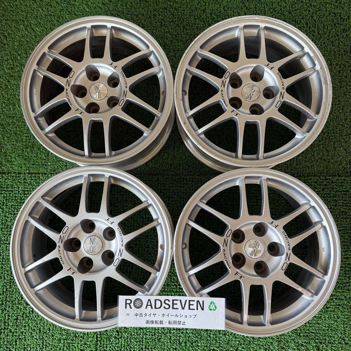 ★O.Z RACING F-1 三菱ランエボⅤ純正オプション ENKEI製 17×7.5J +38 PCD114.3 5H ハブ:約67mm 4本Set アルミホイール 中古 ★送料無料_画像1