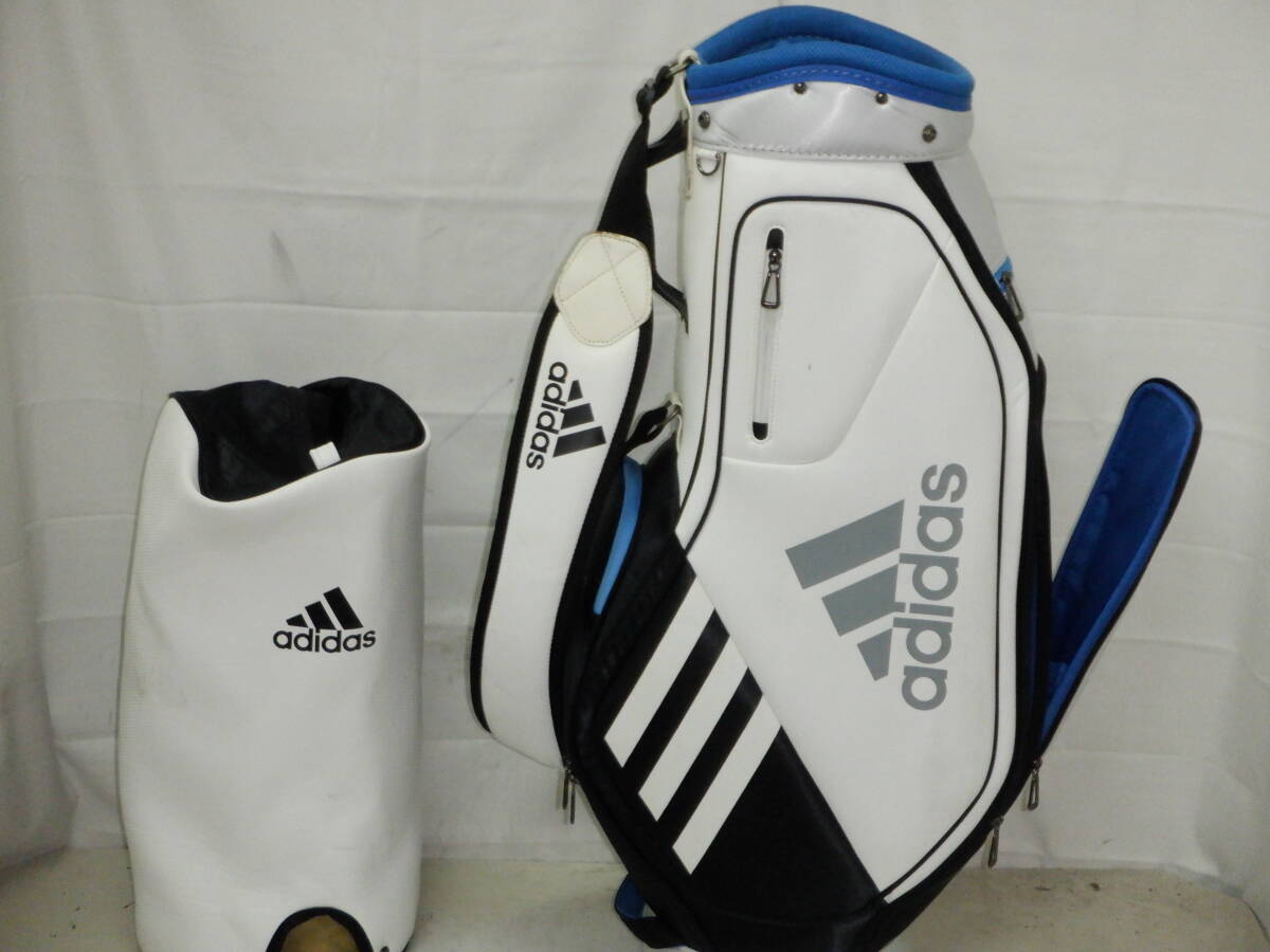 adidas アディダス 9.0型 アスリート スタッフ★中古★(WHxBKxGY)ゴルフ キャディバック