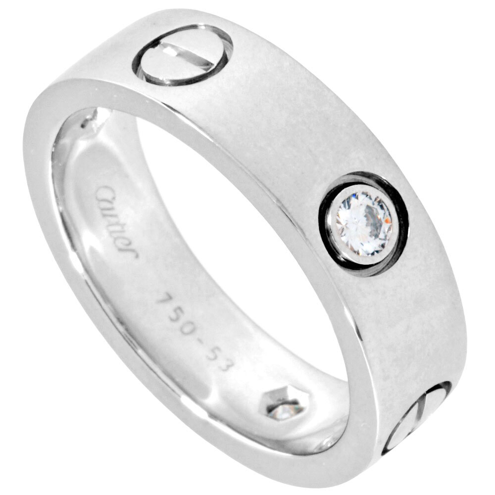 カルティエ Cartier 3P ダイヤ ラブリング リング 指輪 ダイヤモンド #53 K18WG 8.5g