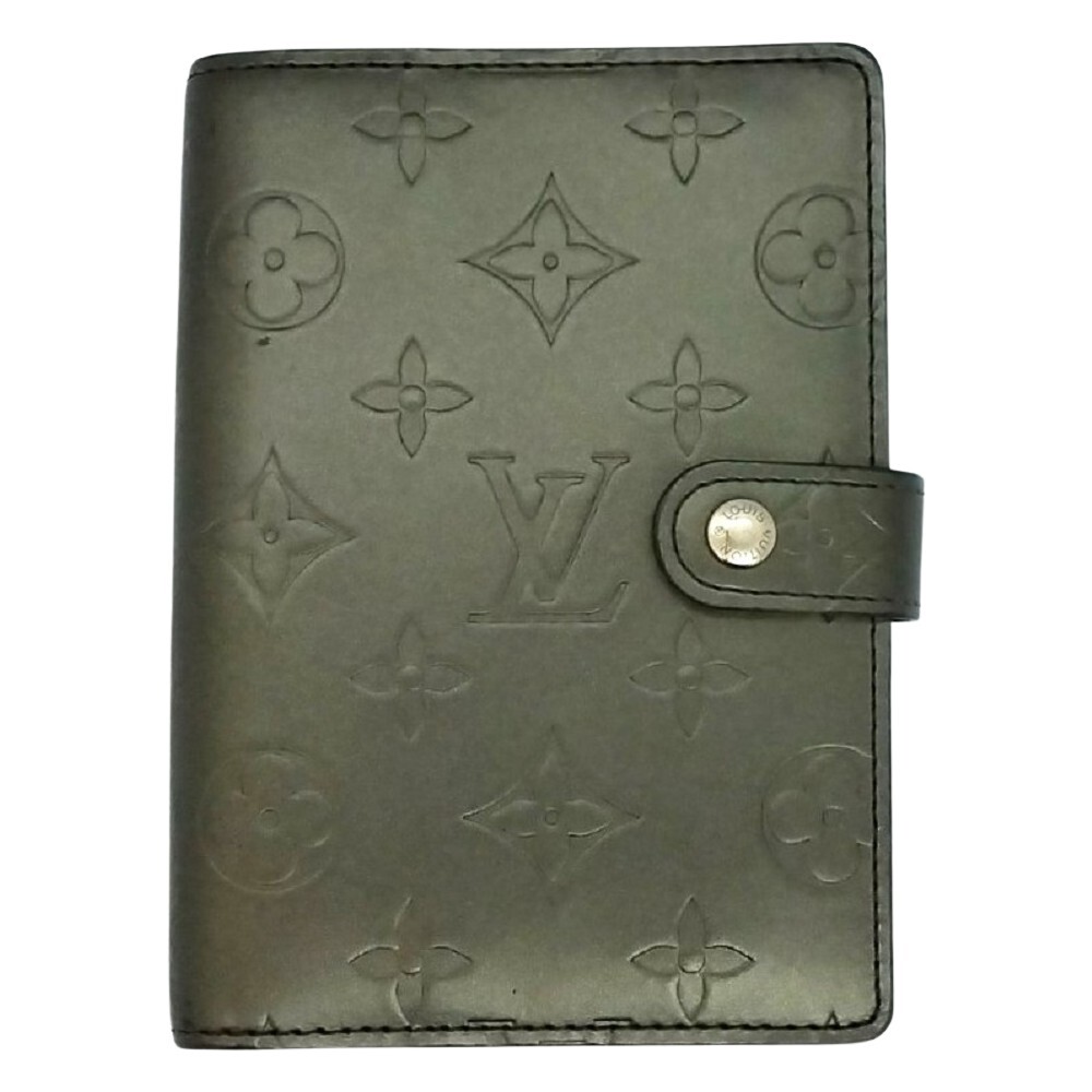 ルイヴィトン LOUIS VUITTON アジェンダPM 手帳カバー モノグラム マット ノワール シルバー金具 CA1002