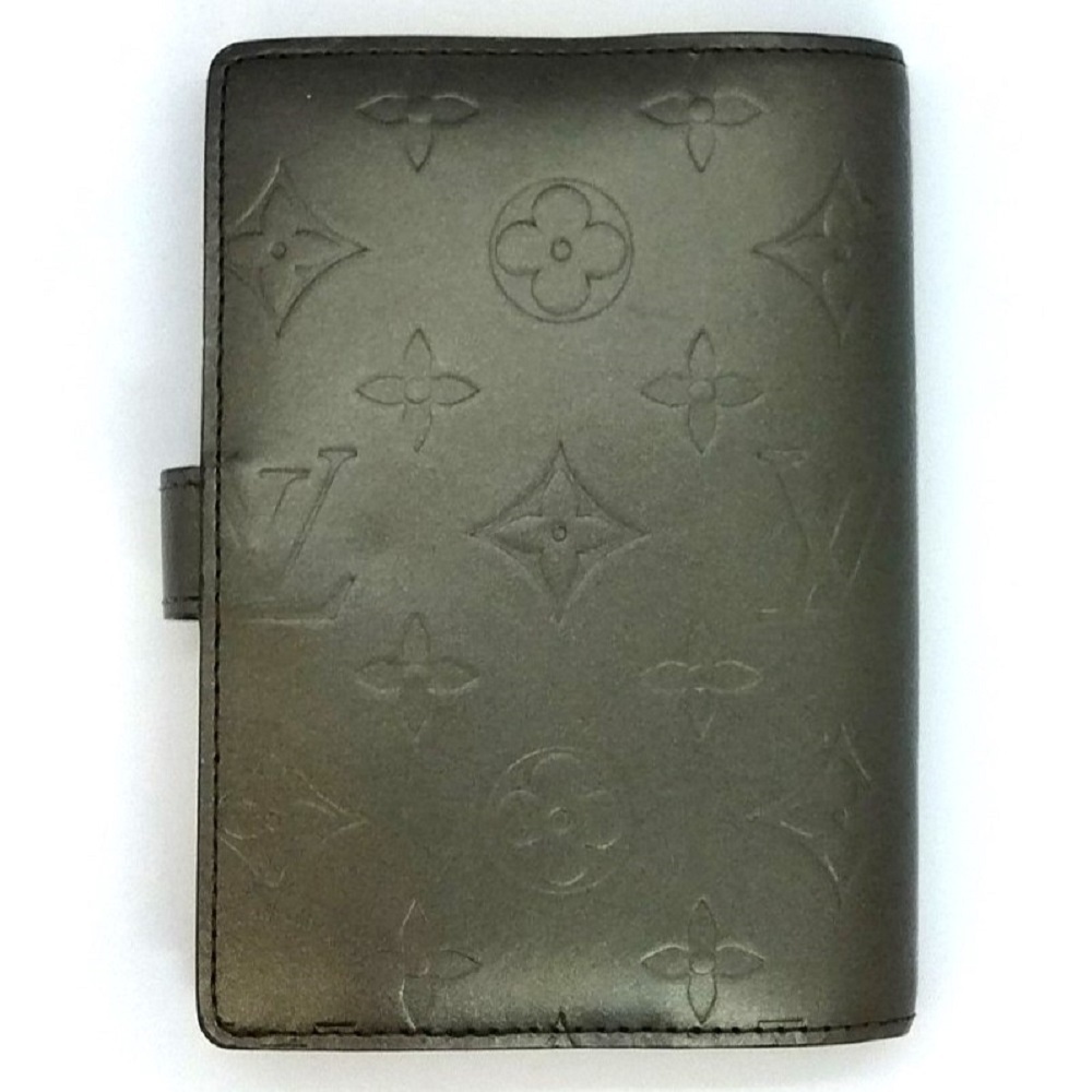 ルイヴィトン LOUIS VUITTON アジェンダPM 手帳カバー モノグラム マット ノワール シルバー金具 CA1002