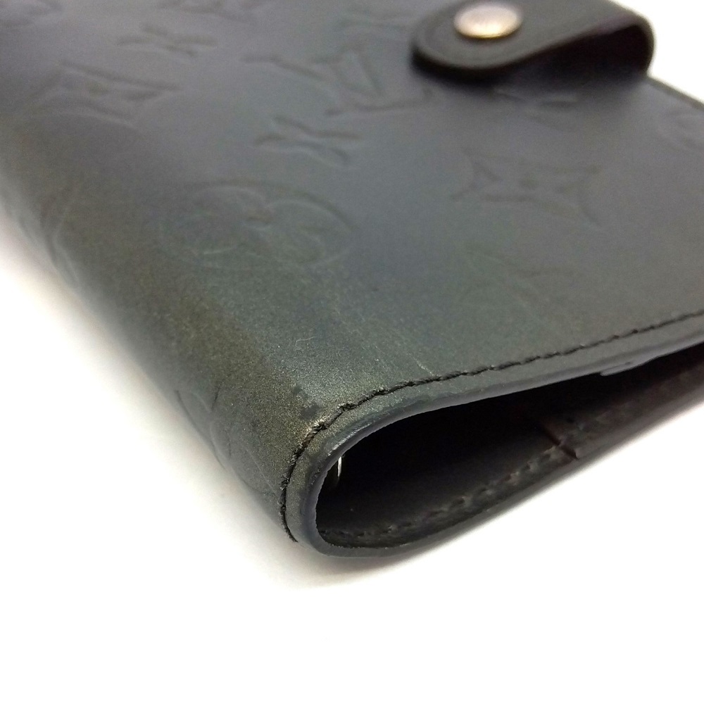 ルイヴィトン LOUIS VUITTON アジェンダPM 手帳カバー モノグラム マット ノワール シルバー金具 CA1002