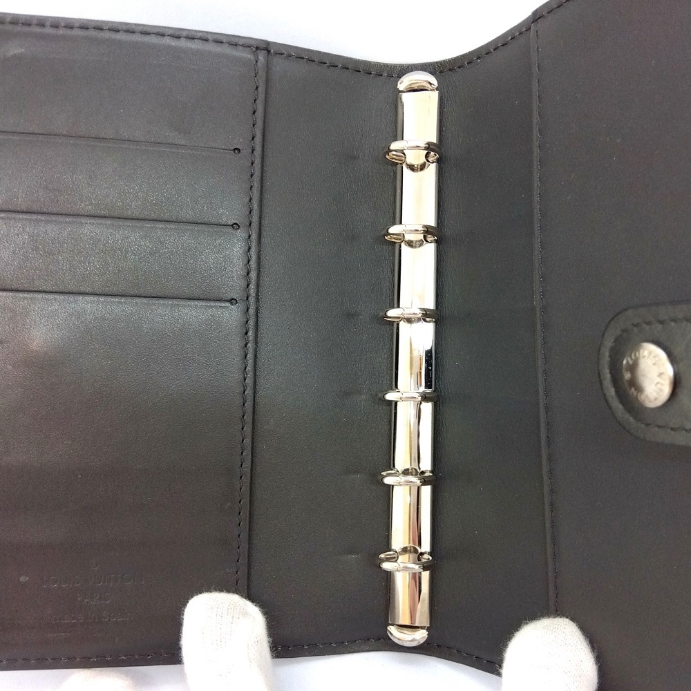 ルイヴィトン LOUIS VUITTON アジェンダPM 手帳カバー モノグラム マット ノワール シルバー金具 CA1002