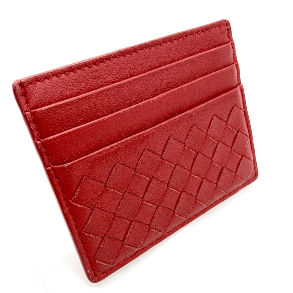 ボッテガヴェネタ BOTTEGA VENETA イントレチャート カードケース レザー レッド ユニセックス