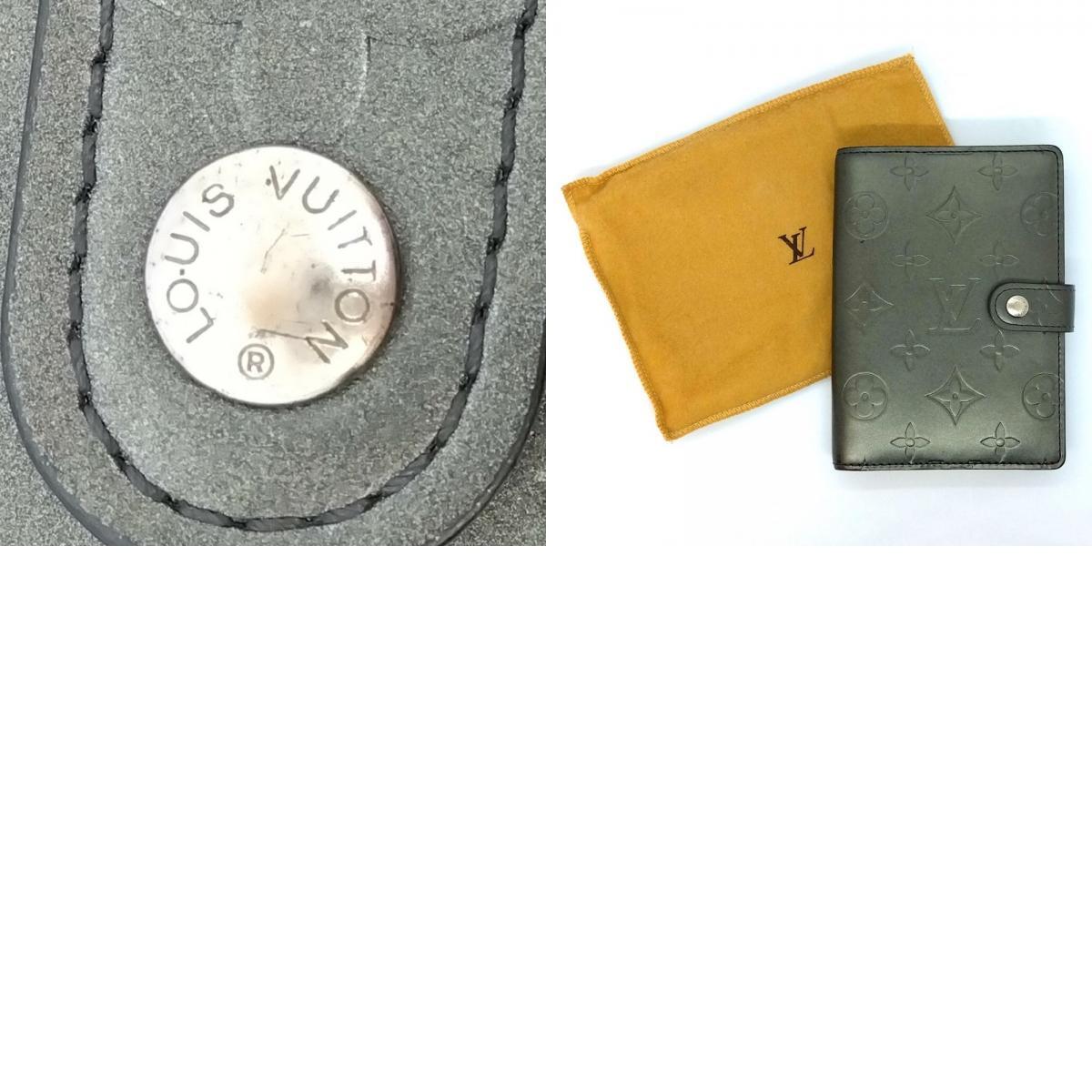 ルイヴィトン LOUIS VUITTON アジェンダPM 手帳カバー モノグラム マット ノワール シルバー金具 CA1002