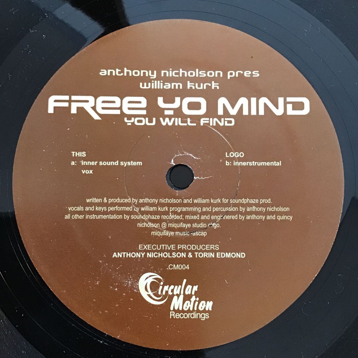 12/ Anthony Nicholson Presents William Kurk / Free Yo Mind (You Will Find)_画像1
